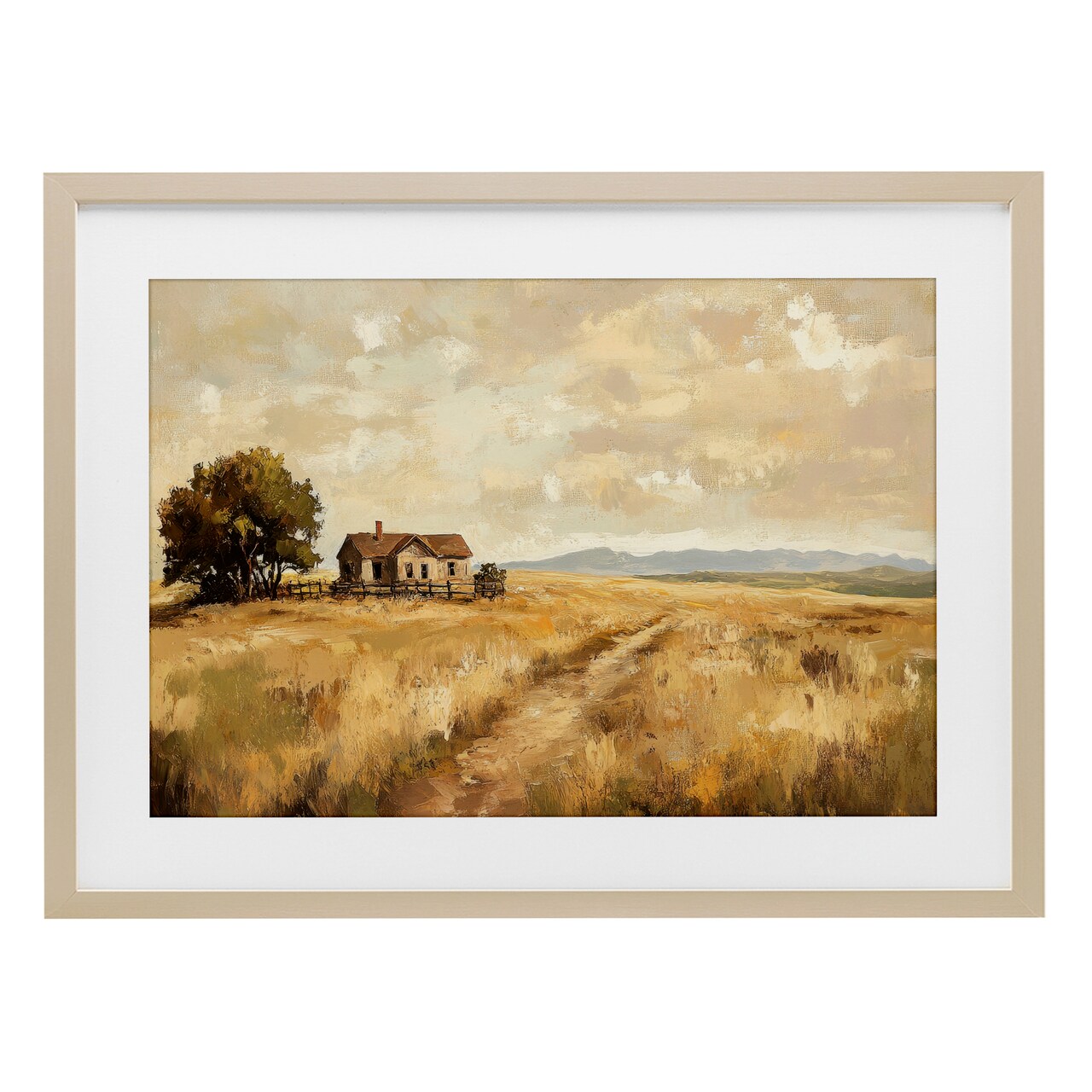 Stupell Industries Western Landscape Farmhouse Hill Framed Print Under Glass, design by Petal Prints Design